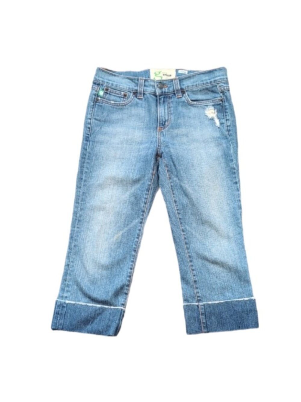 Grass Los Angeles Cropped Womens Jeans Size 28 Capri Cuffed Light Blue Wash